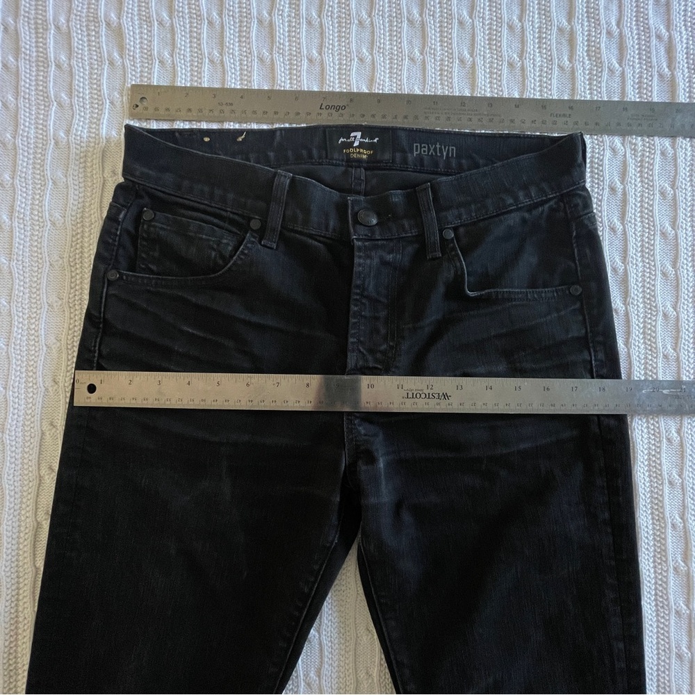 7 FOR ALL MANKIND Paxtyn Black Skinny Jeans 31 Indie Sleaze Grunge Luxe Tailored - Picture 10 of 13